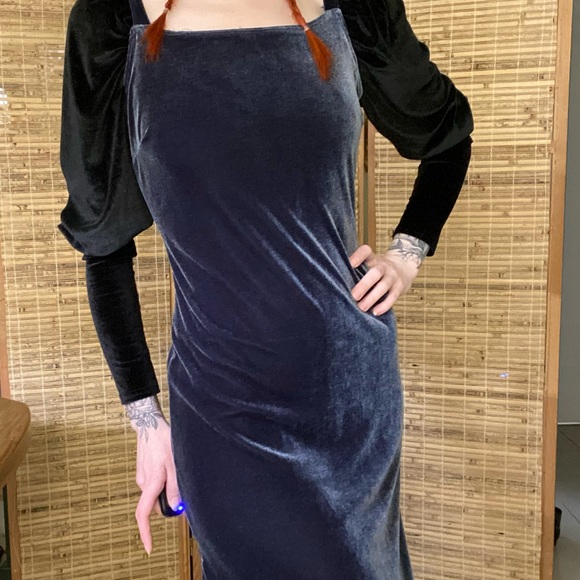 90’s blue stretch velvet Rampage dress. Size M. - Picture 3 of 9